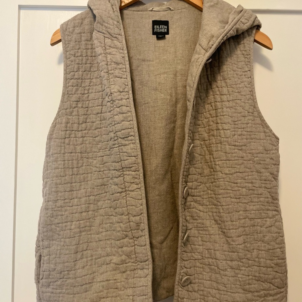 Eileen Fisher Gray Quilted Vest